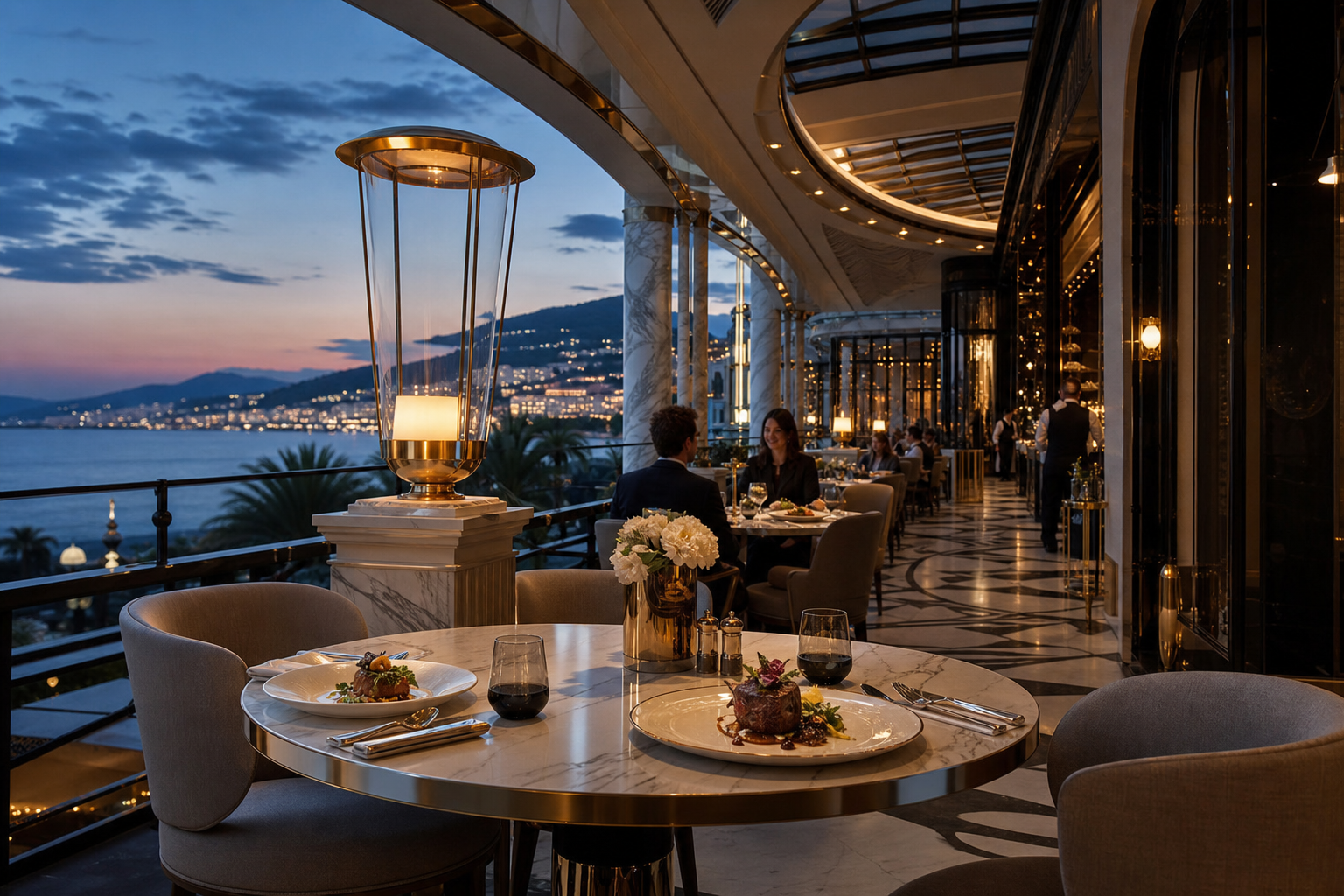 Terrasse du restaurant La Baie Dorée à Nice